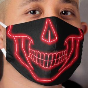 Caveira neon vermelho Cloth Face Mask