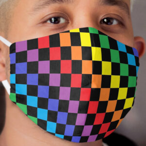 Checkered Rainbow Black Cloth Face Mask