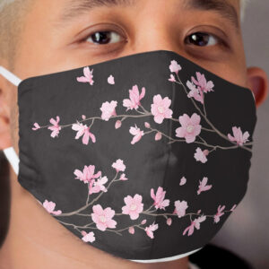 Cherry Blossom - Black Cloth Face Mask