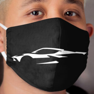 Chevrolet Corvette C8 Silhouette - White Cloth Face Mask