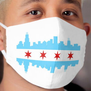 Chicago City flag face Cloth Face Mask - Chicago Illinois Skyline face Cloth Face Mask