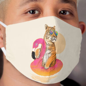 Chillin, Flamingo Tiger Cloth Face Mask
