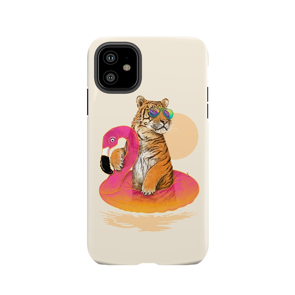 Chillin, Flamingo Tiger Tough Phone Case