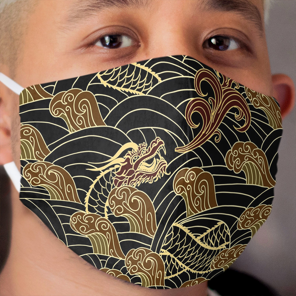 Chinese Dragons Pattern Cloth Face Mask