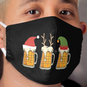 Christmas Beer Santa Elf Reindeer Drinking Gift Cloth Face Mask
