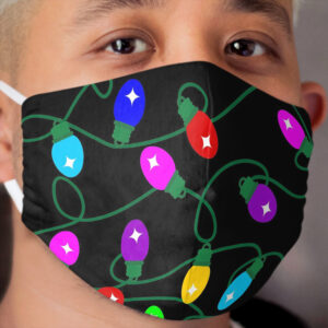 Christmas Lights -Let's Get Lit Xmas Lights- Merry & Bright Cloth Face Mask
