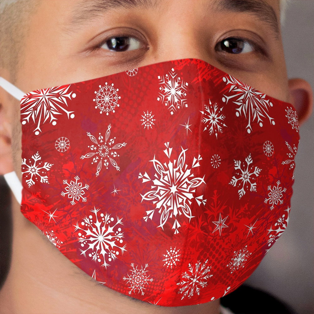 Christmas Pattern - Red Gradient Snowflakes Design Cloth Face Mask