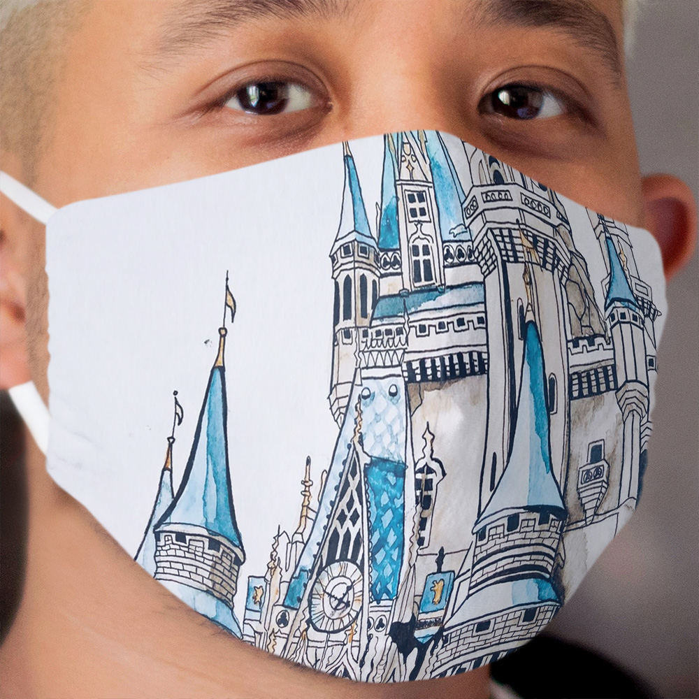 Cinderella's Castle Watercolor Cloth Face Mask