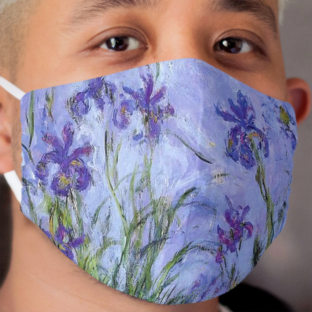 Claude Monet : Lilac Irises 1914 Cloth Face Mask