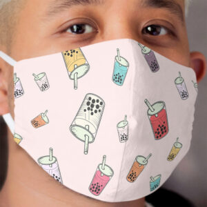 Colorful Boba Bubble Tea Pink Pattern Cloth Face Mask