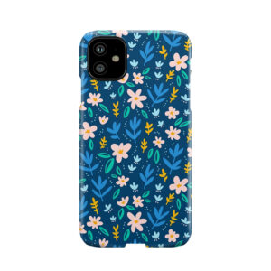 Colorful Flowers On Deep Blue Background Phone Case