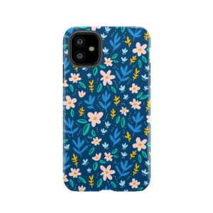 Colorful Flowers On Deep Blue Background Tough Phone Case