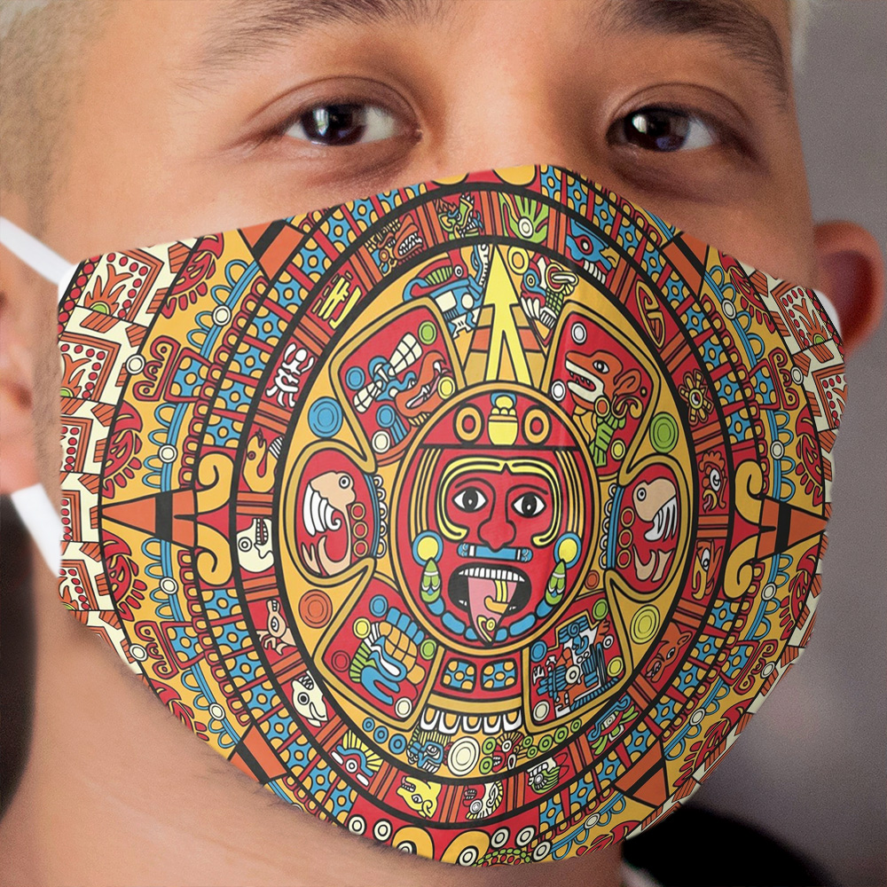 Colorful Mayan Calendar Cloth Face Mask
