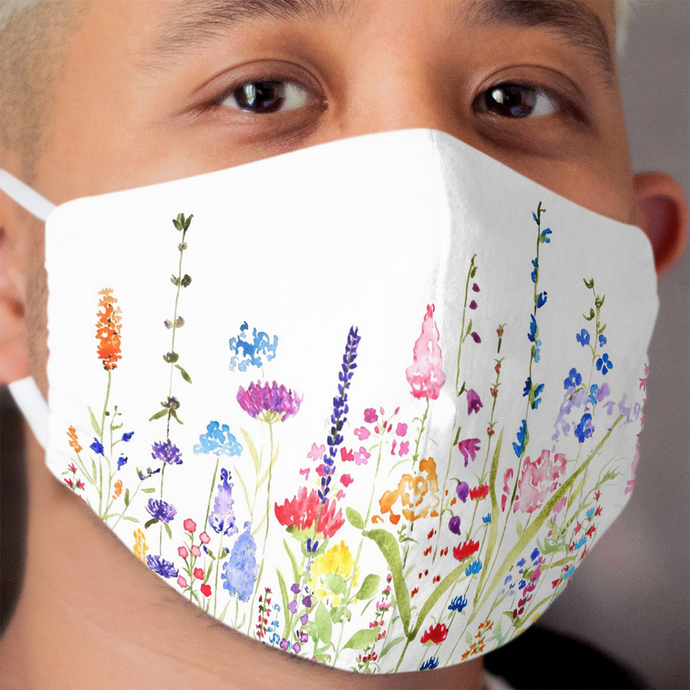 colorful wild flower field Cloth Face Mask