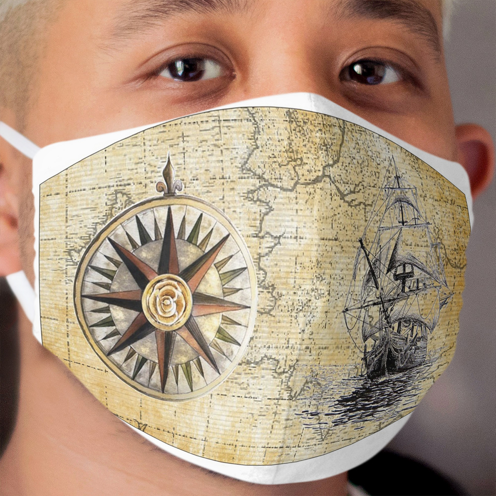 Compass Rose and Tall Ship Cloth Face Mask
