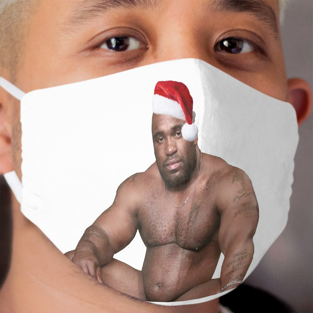 Copy of Barry Wood sitting on bed Christmas Cloth Face Mask