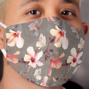 Coral Hibiscus Cloth Face Mask