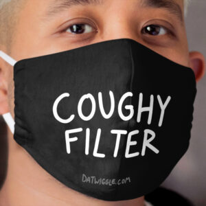 Coughy Filter on Black Cloth Face Mask