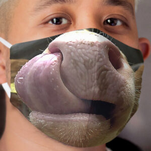 Cow licking Lover Funny Face Cute Animals Gifts showing close nose and Tongue out fitting your Cloth Face Mask