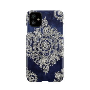 Cream Floral Moroccan Pattern On Deep Indigo Ink Phone Case