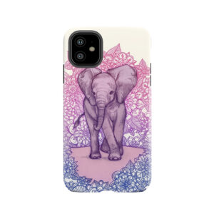 Cute Baby Elephant In Pink, Purple & Blue Tough Phone Case