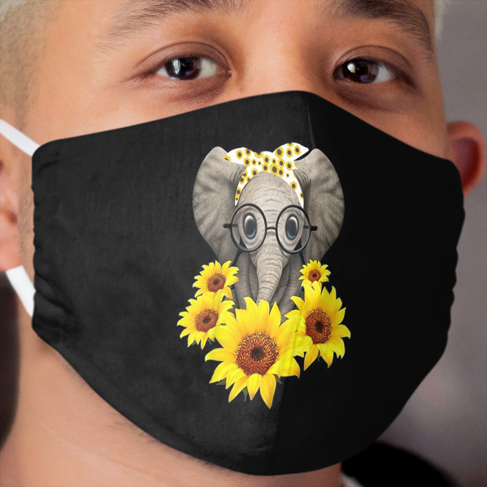 Cute Baby Elephant sunflower Glasses Cloth Face Mask