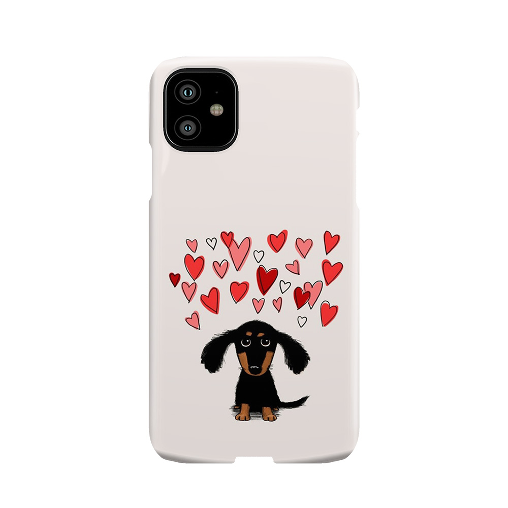 Cute Dachshund Puppy Dog With Valentine Hearts Phone Case
