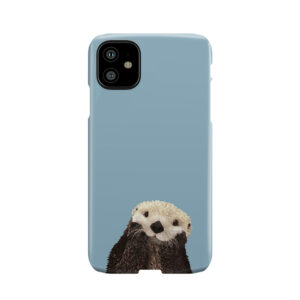 Cute Sea Otter On Steel Blue Solid. Minimalist. Coastal. Adorable Phone Case