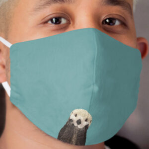 Cute Sea Otter on Teal Solid. Minimalist. Coastal. Adorable. Cloth Face Mask
