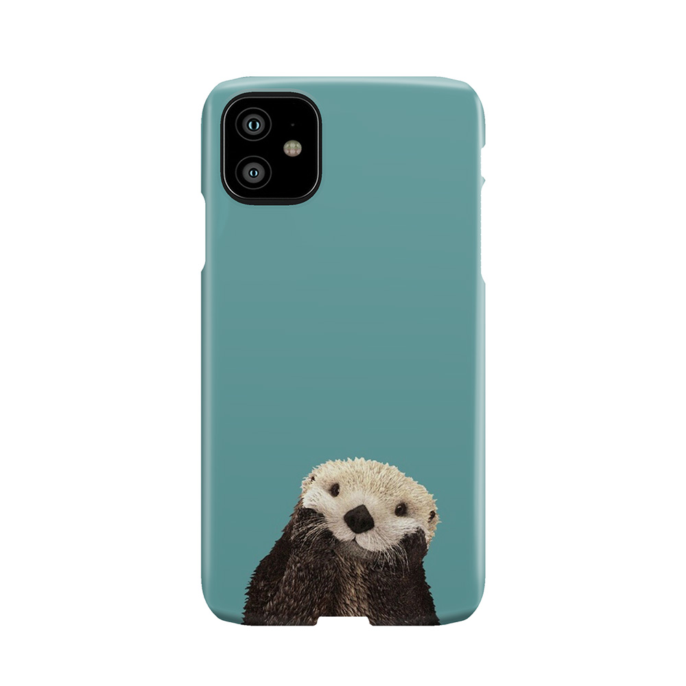 Cute Sea Otter On Teal Solid. Minimalist. Coastal. Adorable. Phone Case