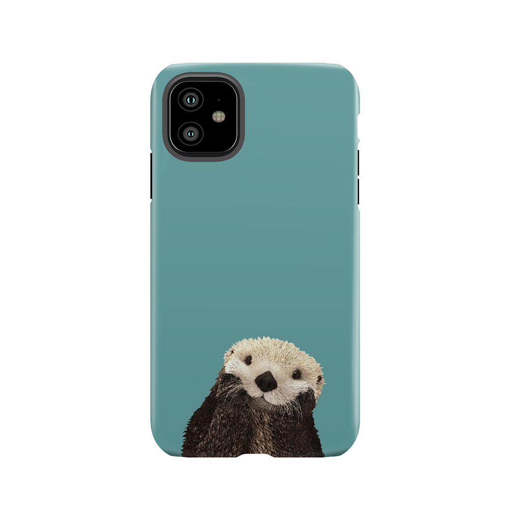 Cute Sea Otter On Teal Solid. Minimalist. Coastal. Adorable. Tough Phone Case