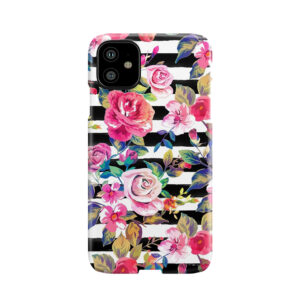 Cute Spring Floral And Stripes Watercolor Pattern Phone Case