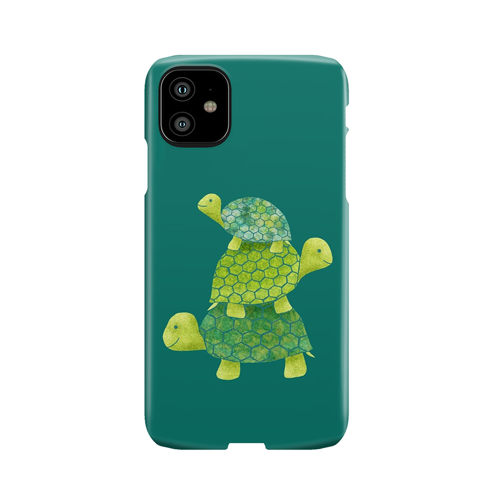 Cute Turtle Stack In Teal, Lime Green And Turquoise Phone Case