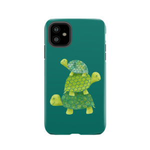 Cute Turtle Stack In Teal, Lime Green And Turquoise Tough Phone Case