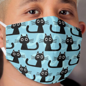 Cutie Kitty Cat Wide Eyed Black Kitten Cloth Face Mask