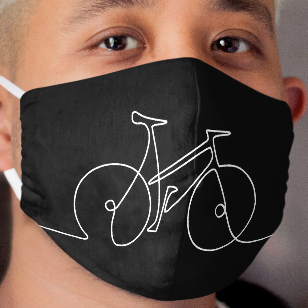 CYCLE BICYCLE Bike Single line Minimal Sketch, continuous line art Simple But Gorgeous and Aesthetic gift Idea for Cyclist Cloth Face Mask