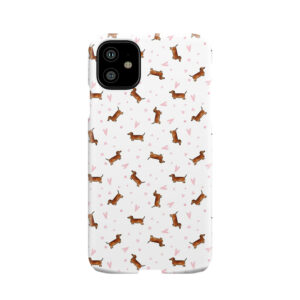 Dachshund Pattern - White Phone Case