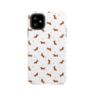 Dachshund Pattern - White Tough Phone Case