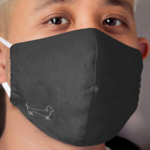 Dachshund Silhouette in Dark Cloth Face Mask