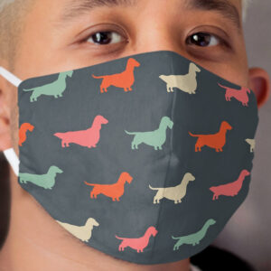 Dachshund Silhouettes Pattern | Colorful Longhaired, Wirehaired and Smooth Coated Wiener Dogs Cloth Face Mask