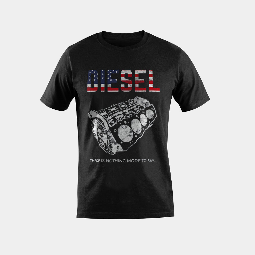 Diesel car engine usa flag mechanic T-Shirt