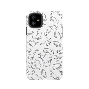 Dinosaur Pattern Outline (Dark Outline) Tough Phone Case