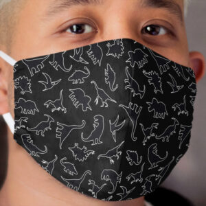 Dinosaur Pattern Outline (White Outline) Cloth Face Mask