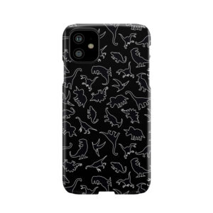 Dinosaur Pattern Outline (White Outline) Phone Case