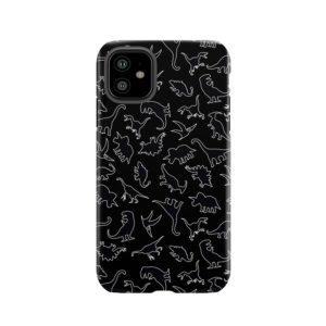 Dinosaur Pattern Outline (White Outline) Tough Phone Case