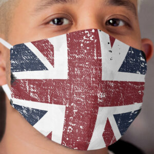 Distressed British Flag Black Grey Union Jack Cloth Face Mask UK Cloth Face Mask