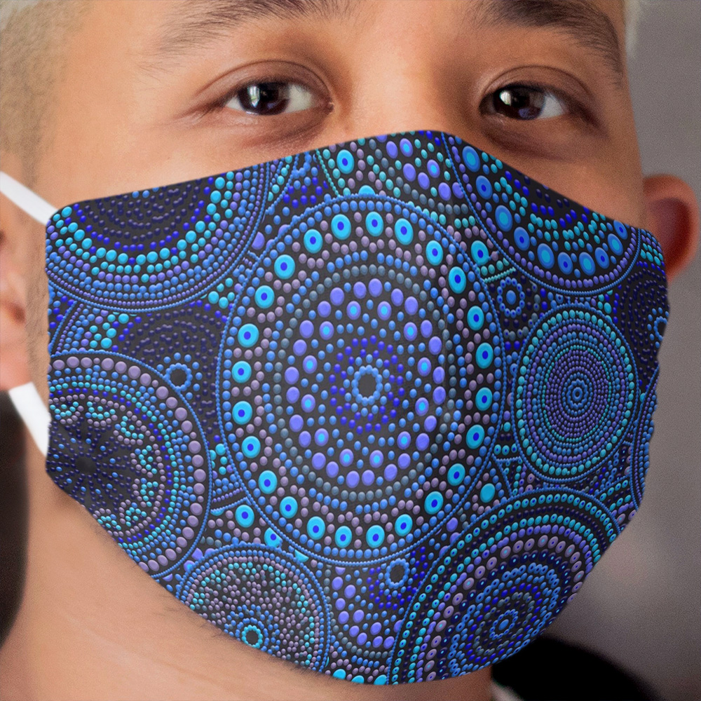 Dot Art Circles Blues Cloth Face Mask