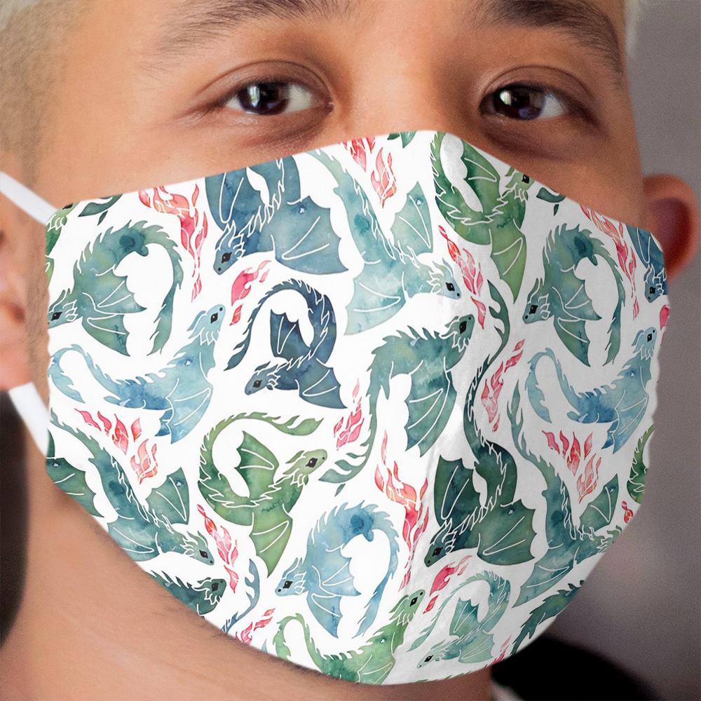 Dragon fire blue & green Cloth Face Mask
