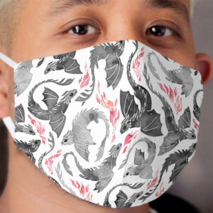 Dragon fire greys & blacks Cloth Face Mask