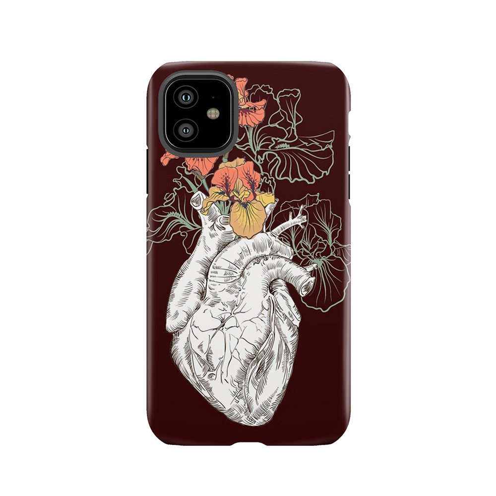 Drawing Human Heart With Flowers Tough Phone Case